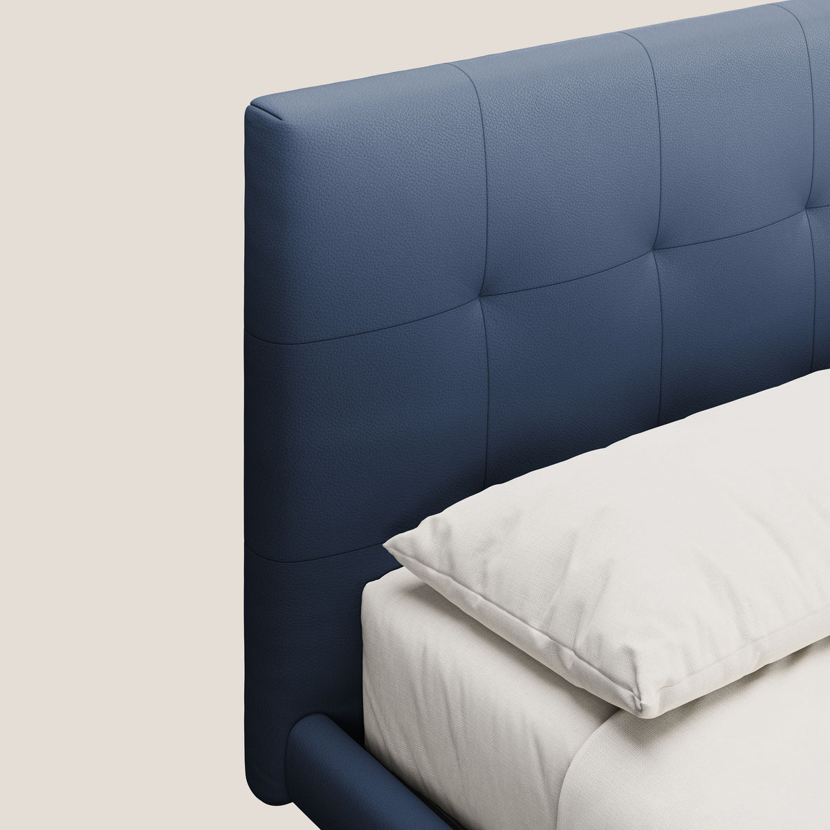 Midori letto imbottito trapuntato in ecopelle con piedini alti T04 - divitt.sbs