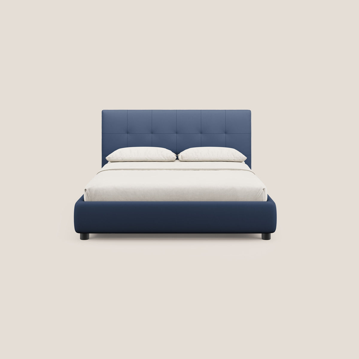 Minato letto imbottito contenitore con testata trapuntata in ecopelle impermeabile T04 blu - divitt.sbs