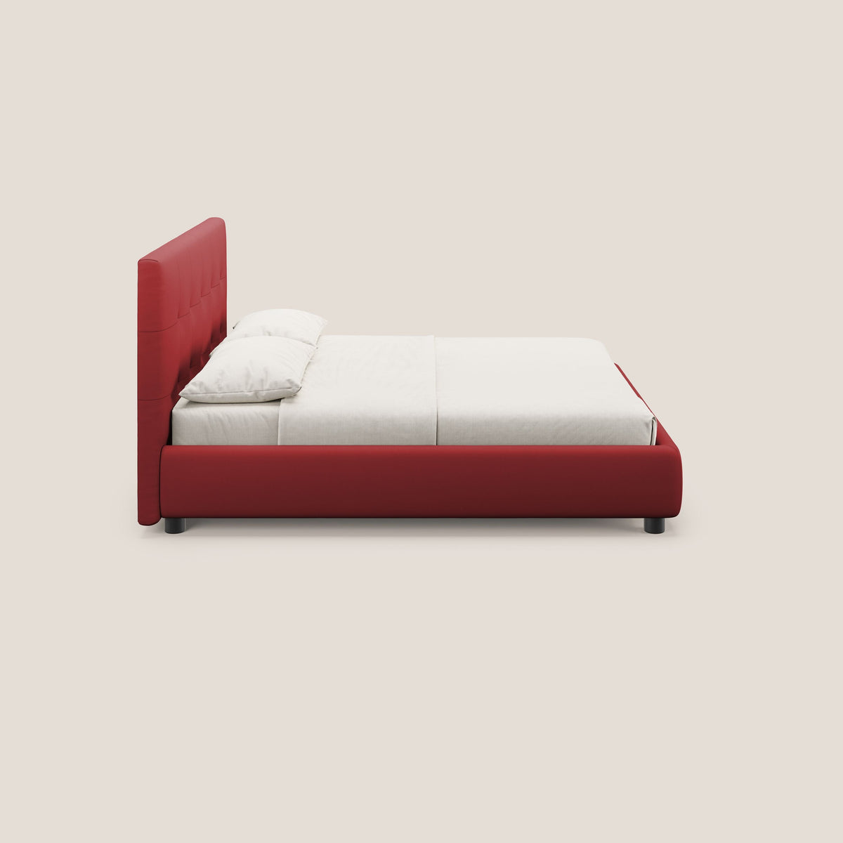Minato letto imbottito contenitore con testata trapuntata in ecopelle impermeabile T04 rosso - divitt.sbs