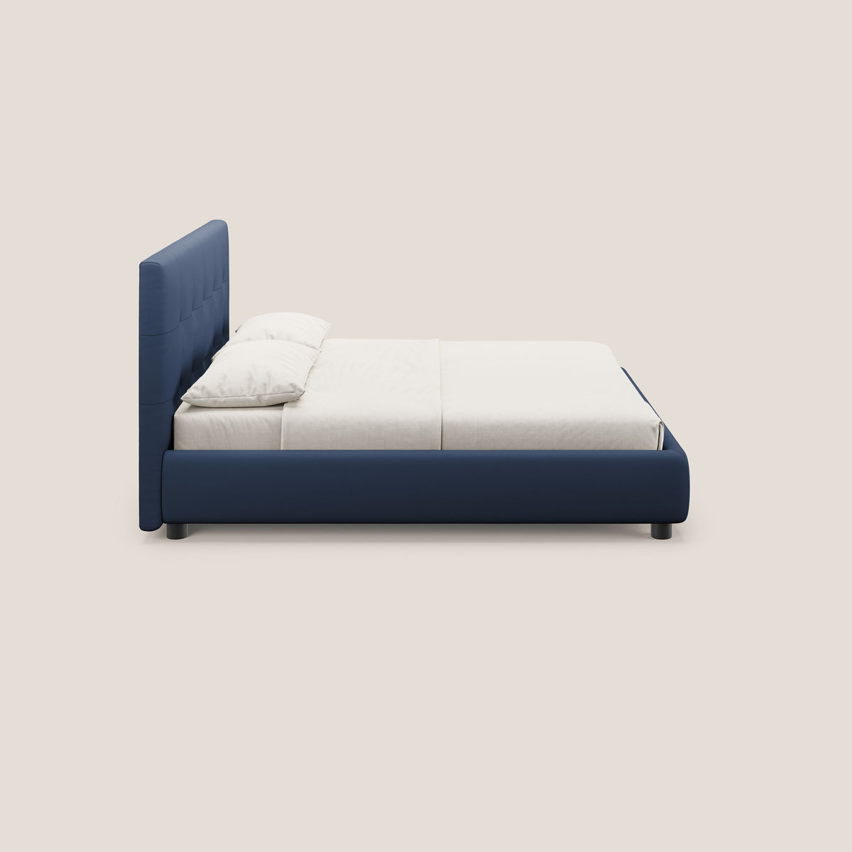 Minato letto imbottito contenitore con testata trapuntata in ecopelle impermeabile T04 blu - divitt.sbs