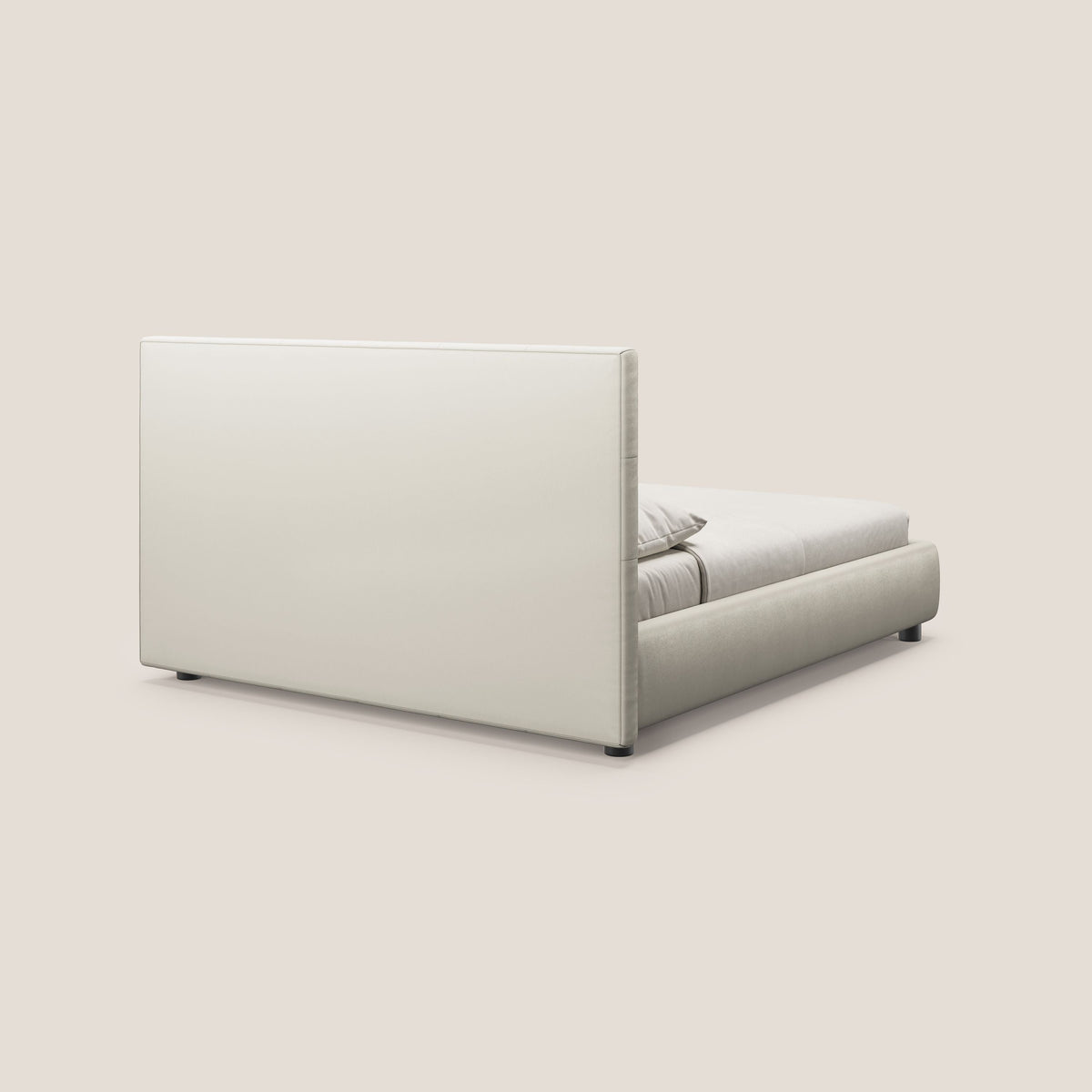 Minato letto imbottito contenitore con testata trapuntata in ecopelle impermeabile T04 bianco - divitt.sbs