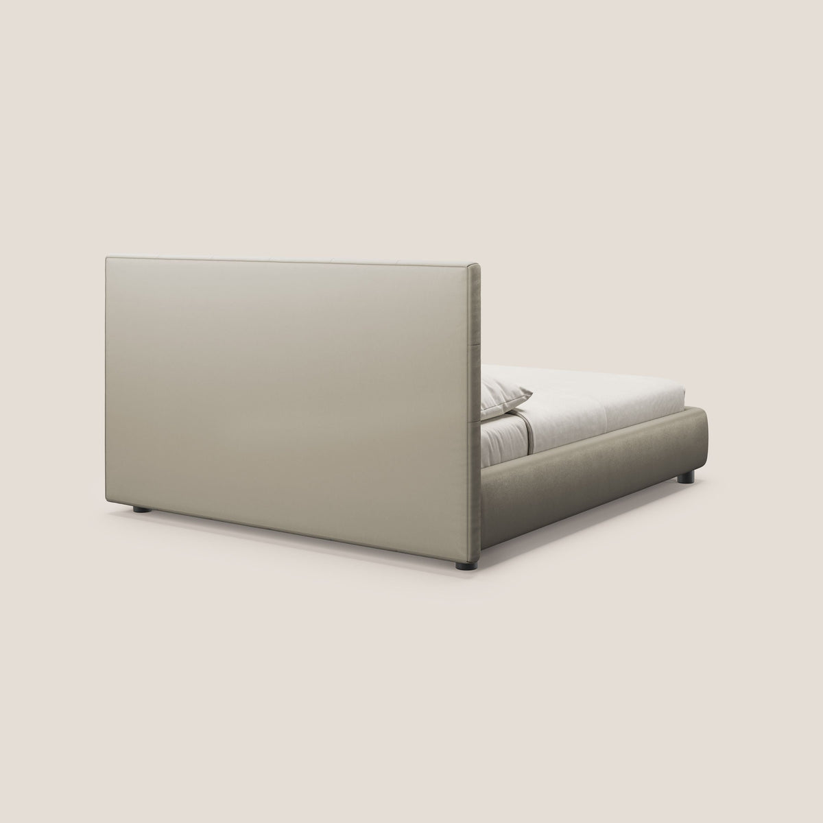 Minato letto imbottito contenitore con testata trapuntata in ecopelle impermeabile T04 tortora - divitt.sbs