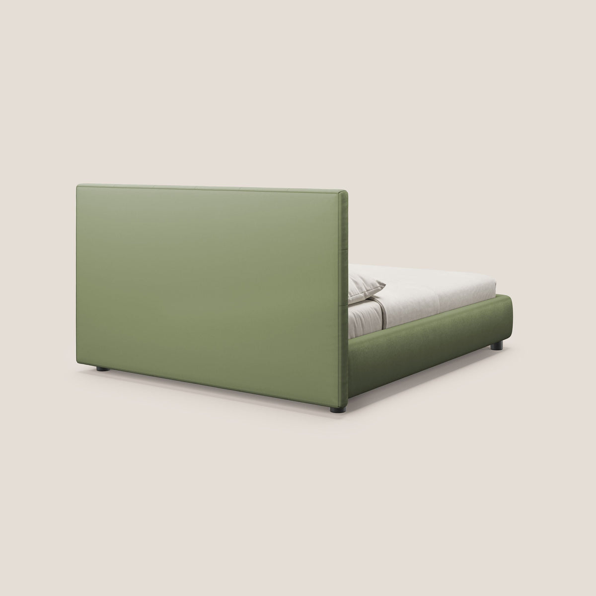 Minato letto imbottito contenitore con testata trapuntata in ecopelle impermeabile T04 verde - divitt.sbs