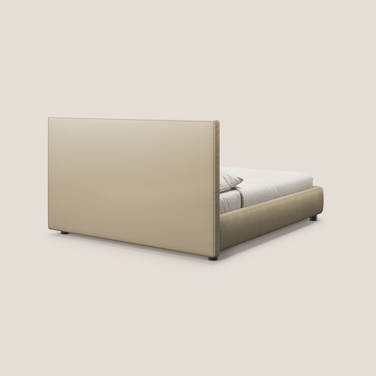 Minato letto imbottito contenitore con testata trapuntata in ecopelle impermeabile T04 panna - divitt.sbs