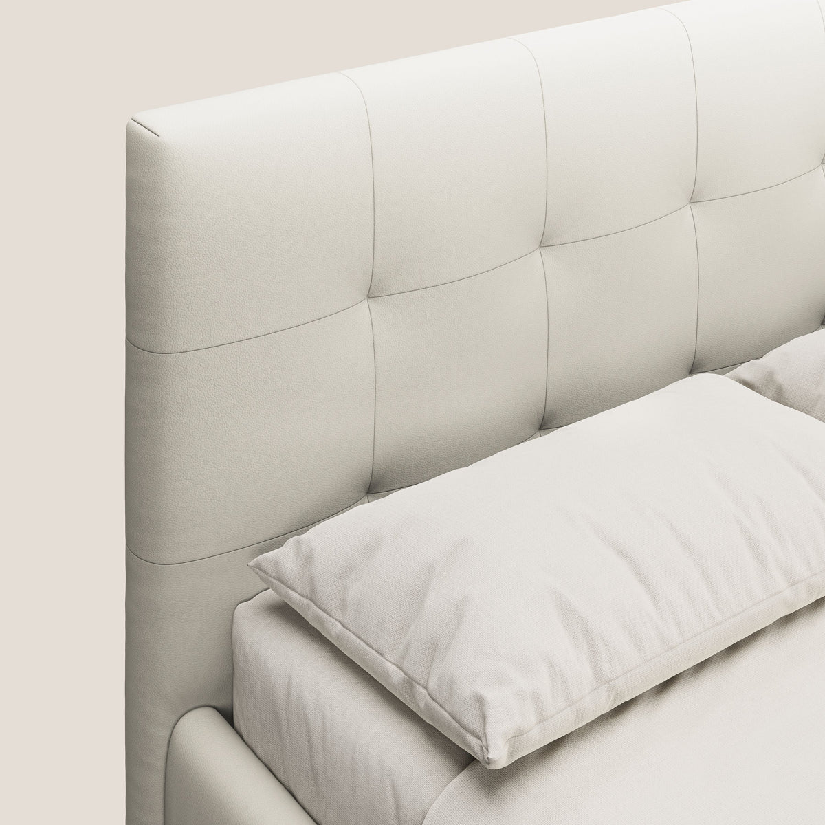 Minato letto imbottito contenitore con testata trapuntata in ecopelle impermeabile T04 bianco - divitt.sbs