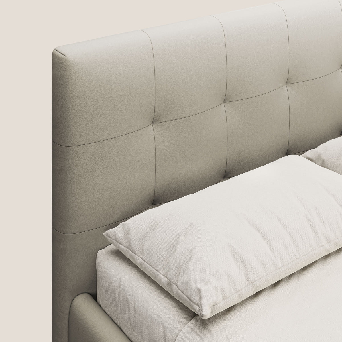 Minato letto imbottito contenitore con testata trapuntata in ecopelle impermeabile T04 tortora - divitt.sbs