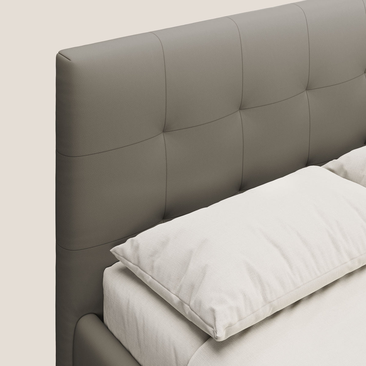 Minato letto imbottito contenitore con testata trapuntata in ecopelle impermeabile T04 talpa - divitt.sbs