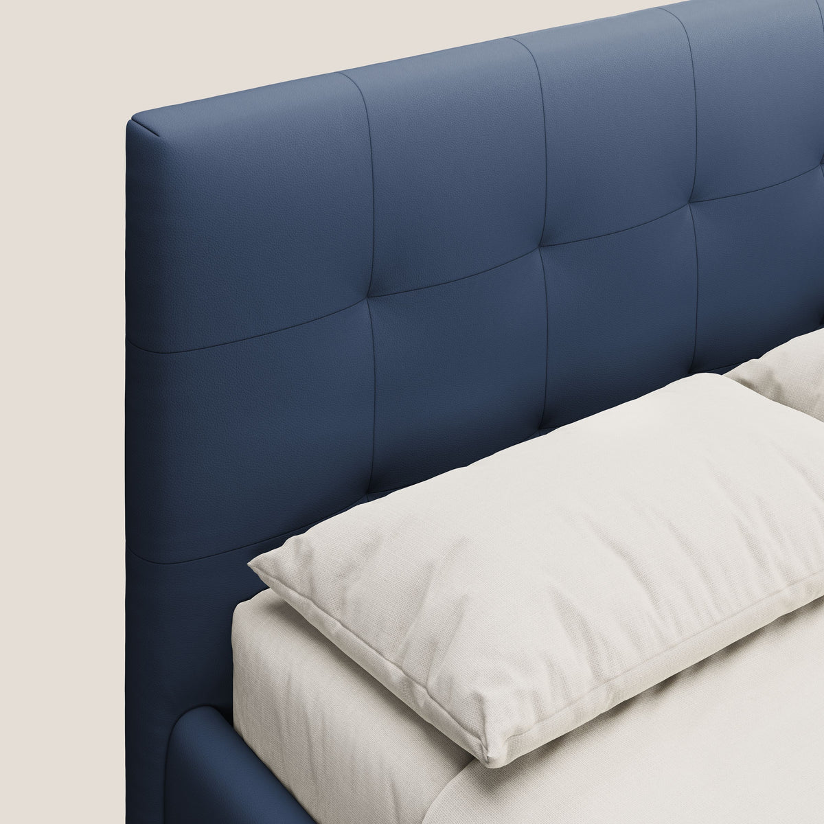 Minato letto imbottito contenitore con testata trapuntata in ecopelle impermeabile T04 blu - divitt.sbs