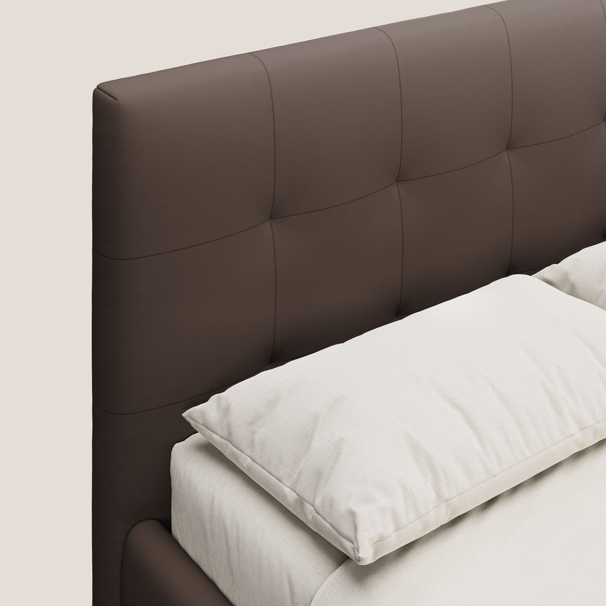Minato letto imbottito contenitore con testata trapuntata in ecopelle impermeabile T04 marrone - divitt.sbs