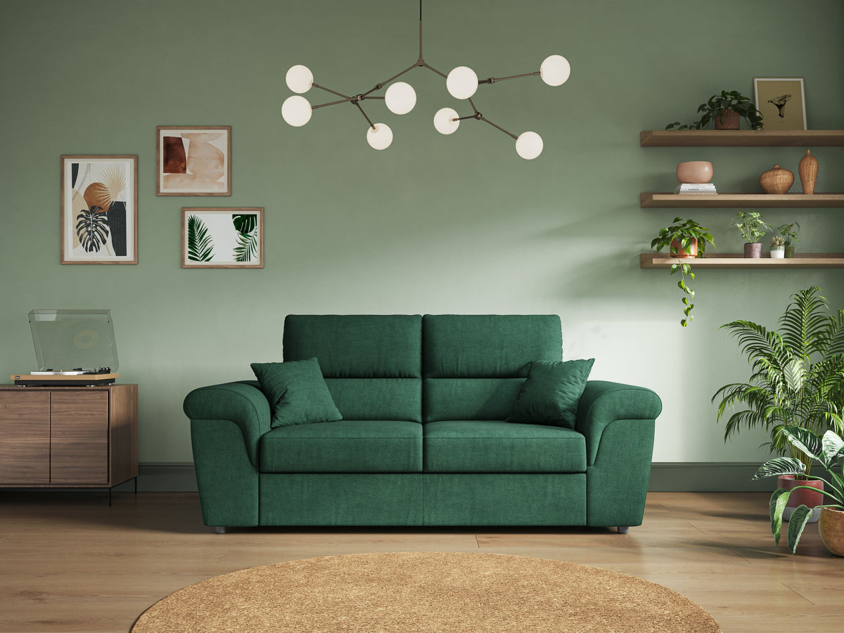 Minerva divano con pouf estraibile poggiapiedi in tessuto morbido impermeabile T02 verde - divitt.sbs