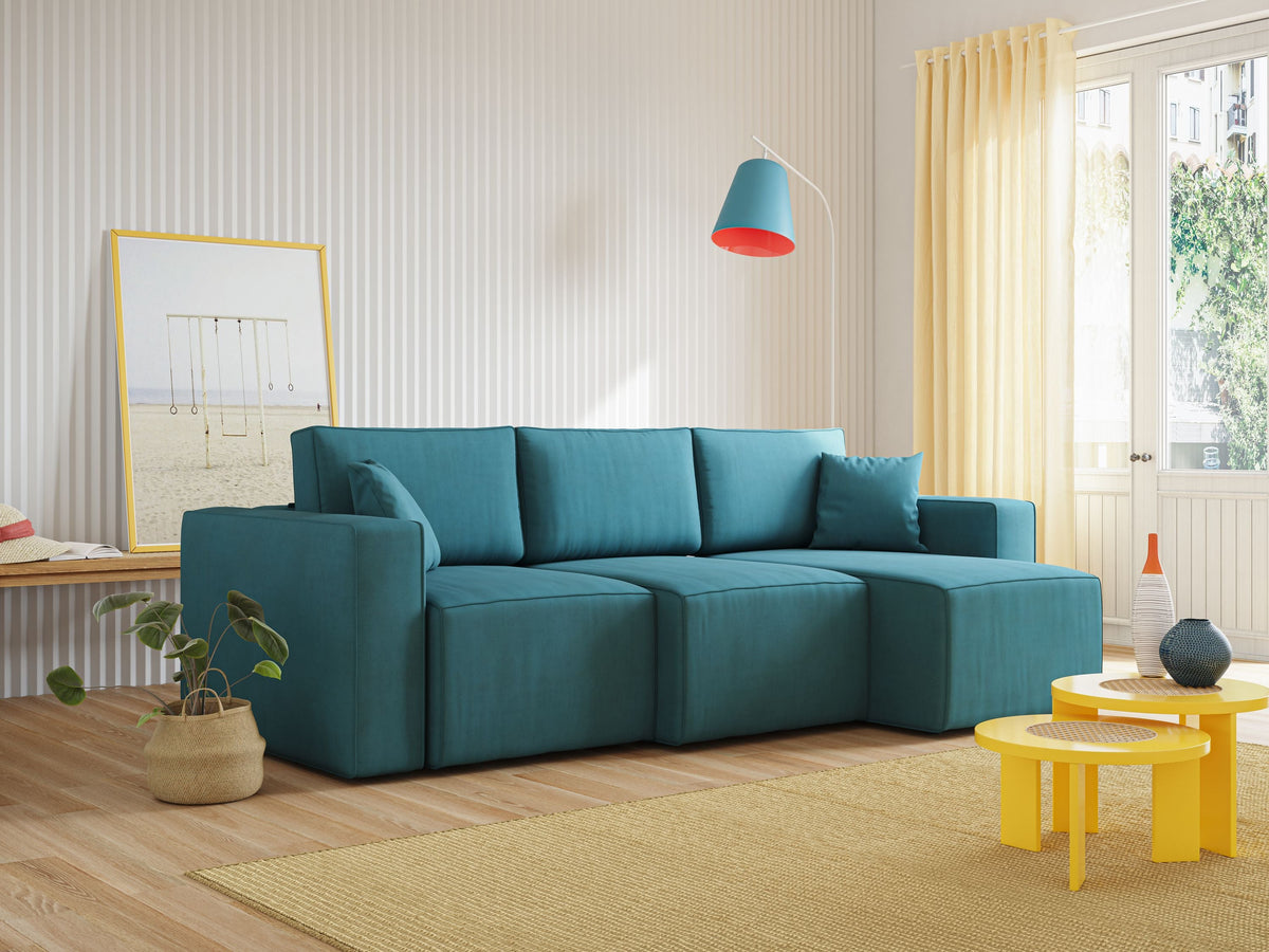 Morfeo divano con 3 sedute estraibili in morbido tessuto impermeabile T02 azzurro - divitt.sbs
