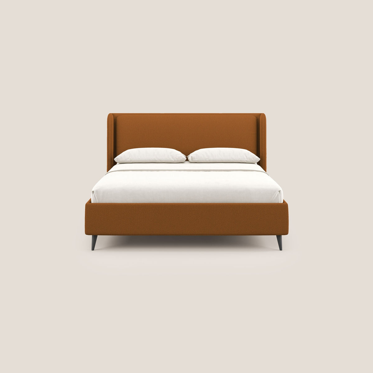 Nadine letto contenitore di design e comfort Italiano in tessuto impermeabile T19 arancio - divitt.sbs