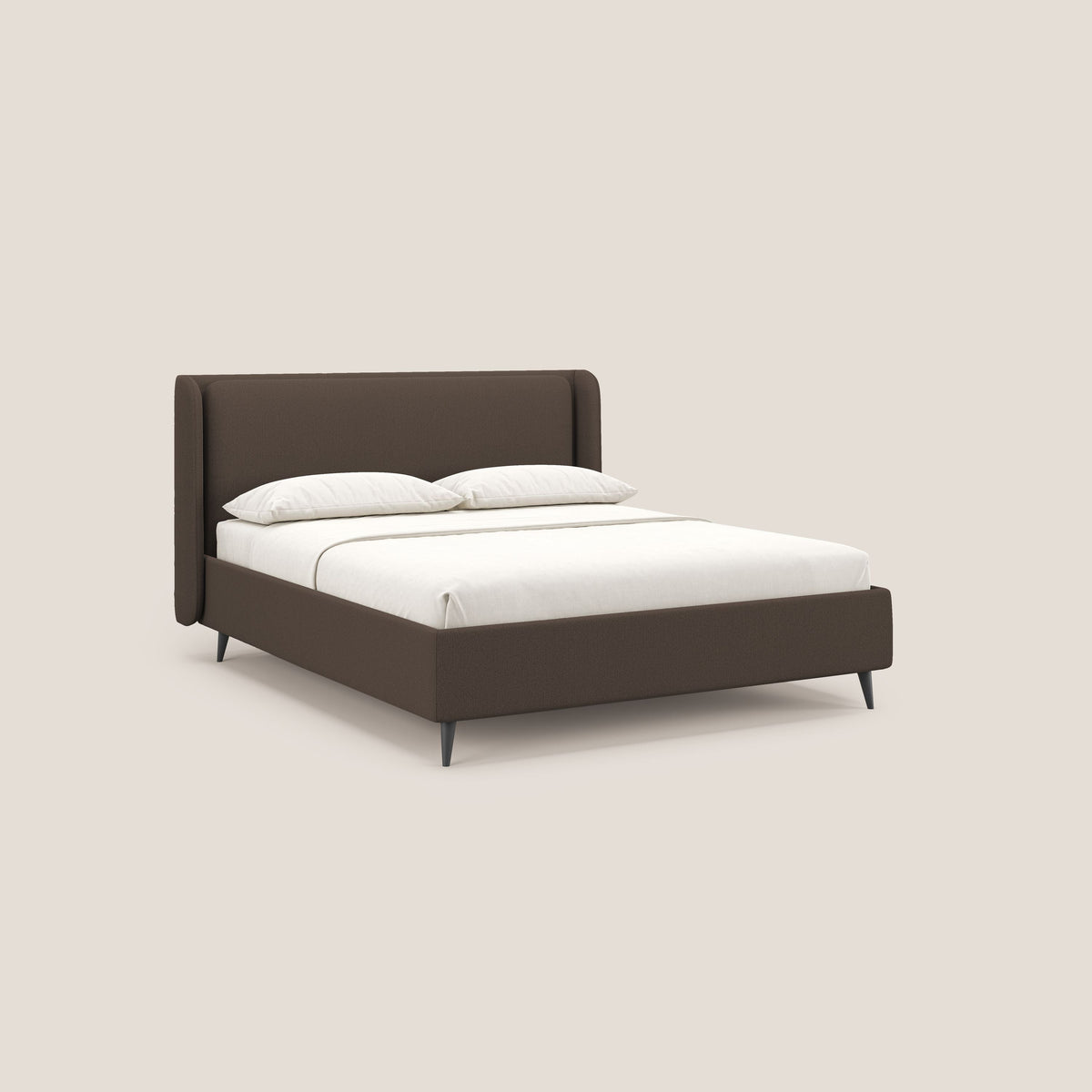 Nadine letto contenitore di design e comfort Italiano in tessuto impermeabile T19 marrone - divitt.sbs
