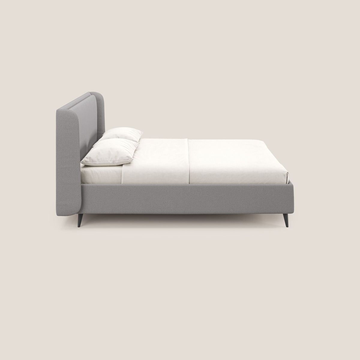 Nadine letto contenitore di design e comfort Italiano in tessuto impermeabile T19 grigio - divitt.sbs