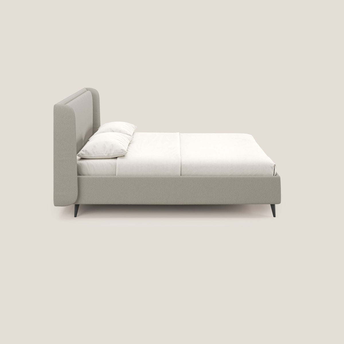 Nadine letto contenitore di design e comfort Italiano in tessuto impermeabile T19 panna - divitt.sbs