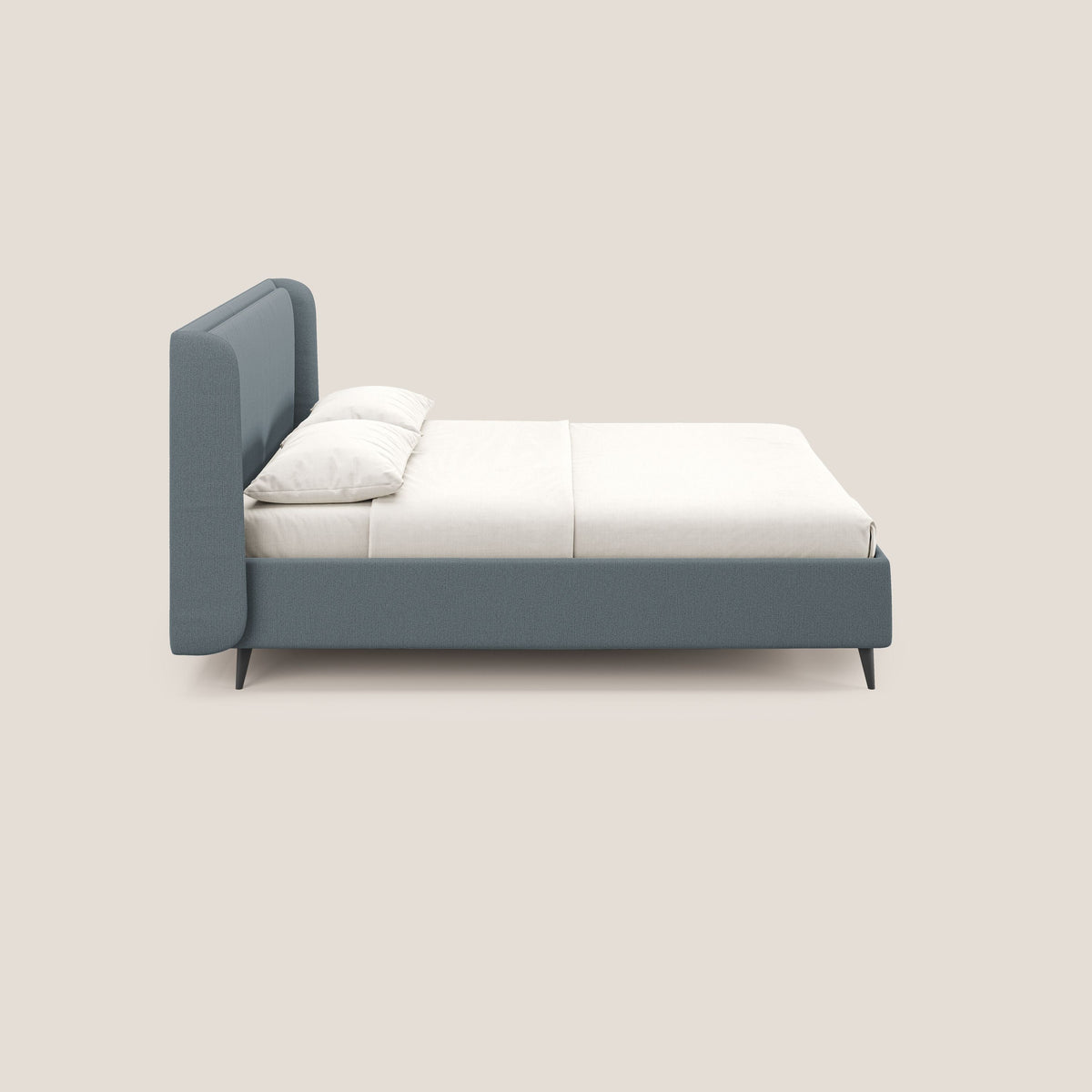 Nadine letto contenitore di design e comfort Italiano in tessuto impermeabile T19 carta da zucchero - divitt.sbs
