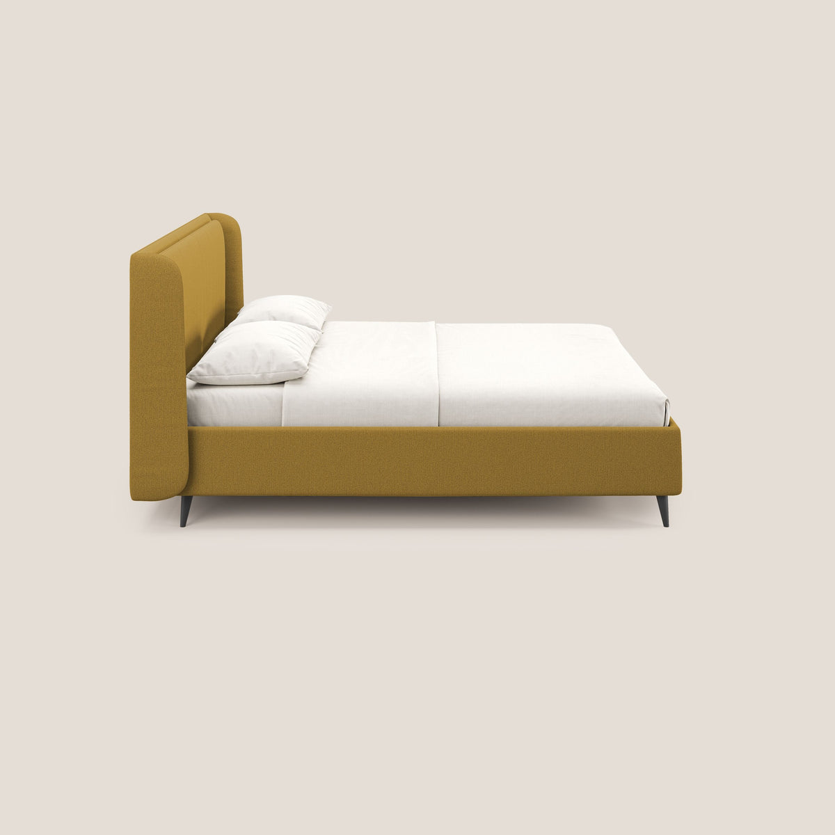 Nadine letto contenitore di design e comfort Italiano in tessuto impermeabile T19 giallo - divitt.sbs