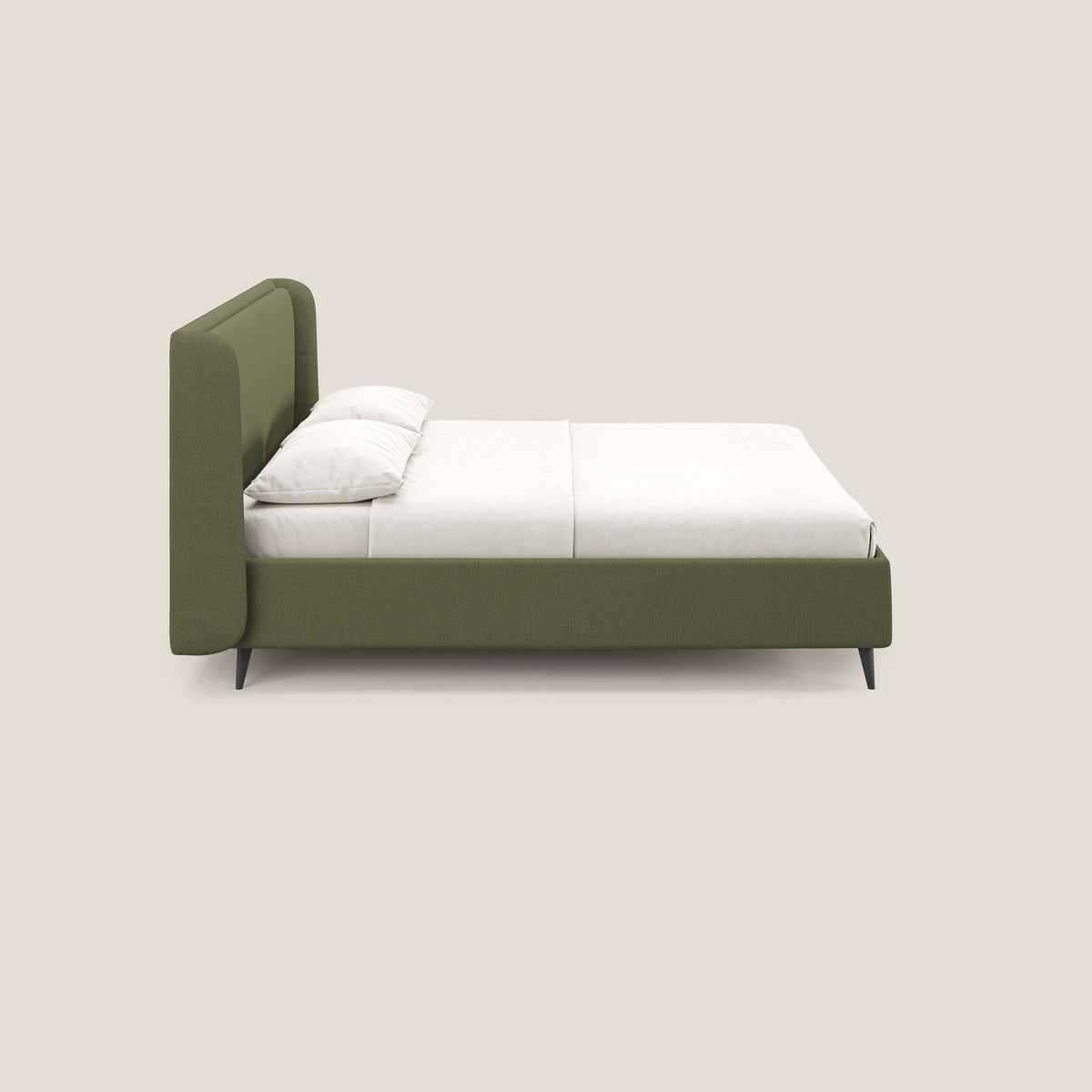 Nadine letto contenitore di design e comfort Italiano in tessuto impermeabile T19 verde - divitt.sbs