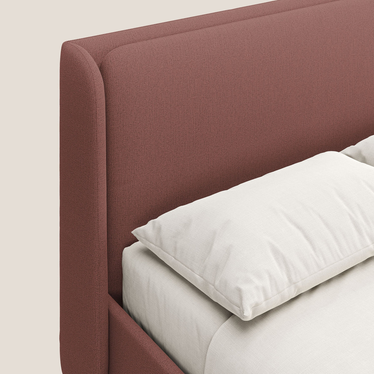 Nadine letto contenitore di design e comfort Italiano in tessuto impermeabile T19 salmone - divitt.sbs