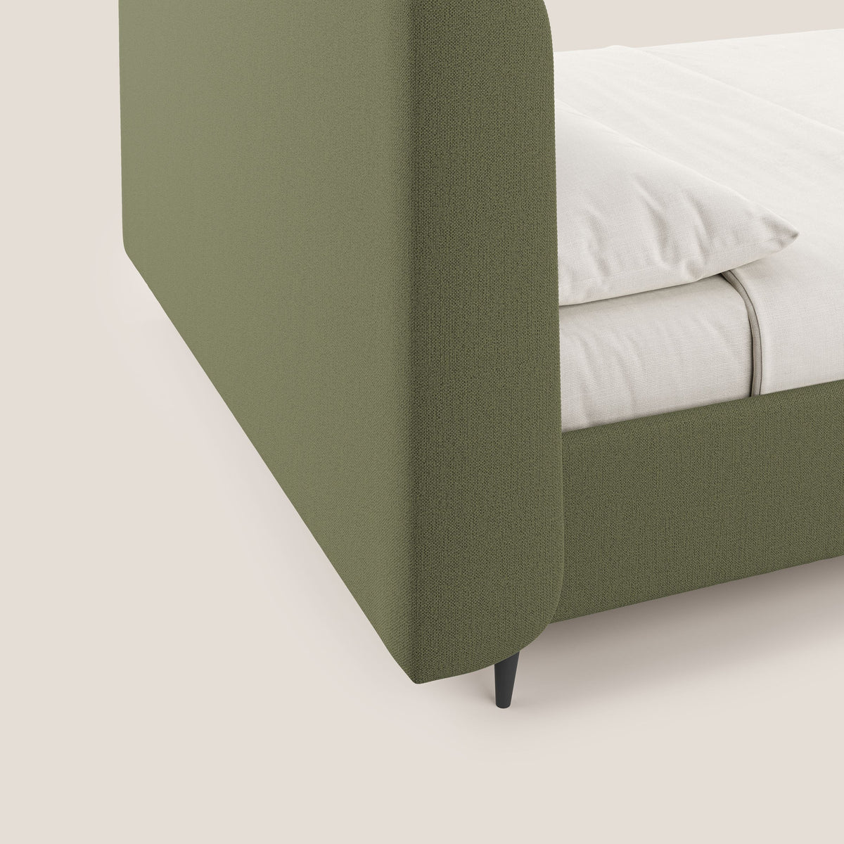 Nadine letto contenitore di design e comfort Italiano in tessuto impermeabile T19 verde - divitt.sbs