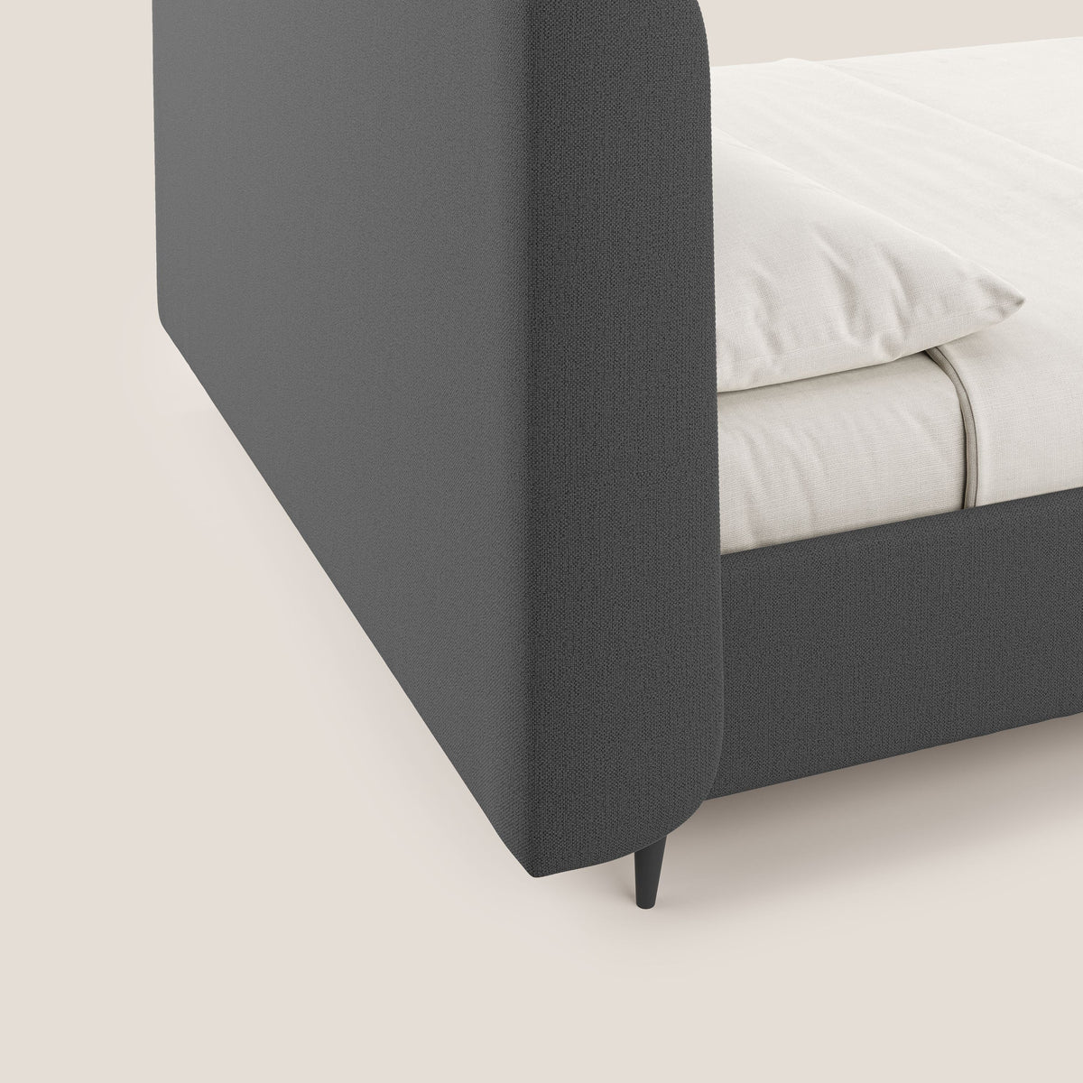 Nadine letto contenitore di design e comfort Italiano in tessuto impermeabile T19 antracite - divitt.sbs
