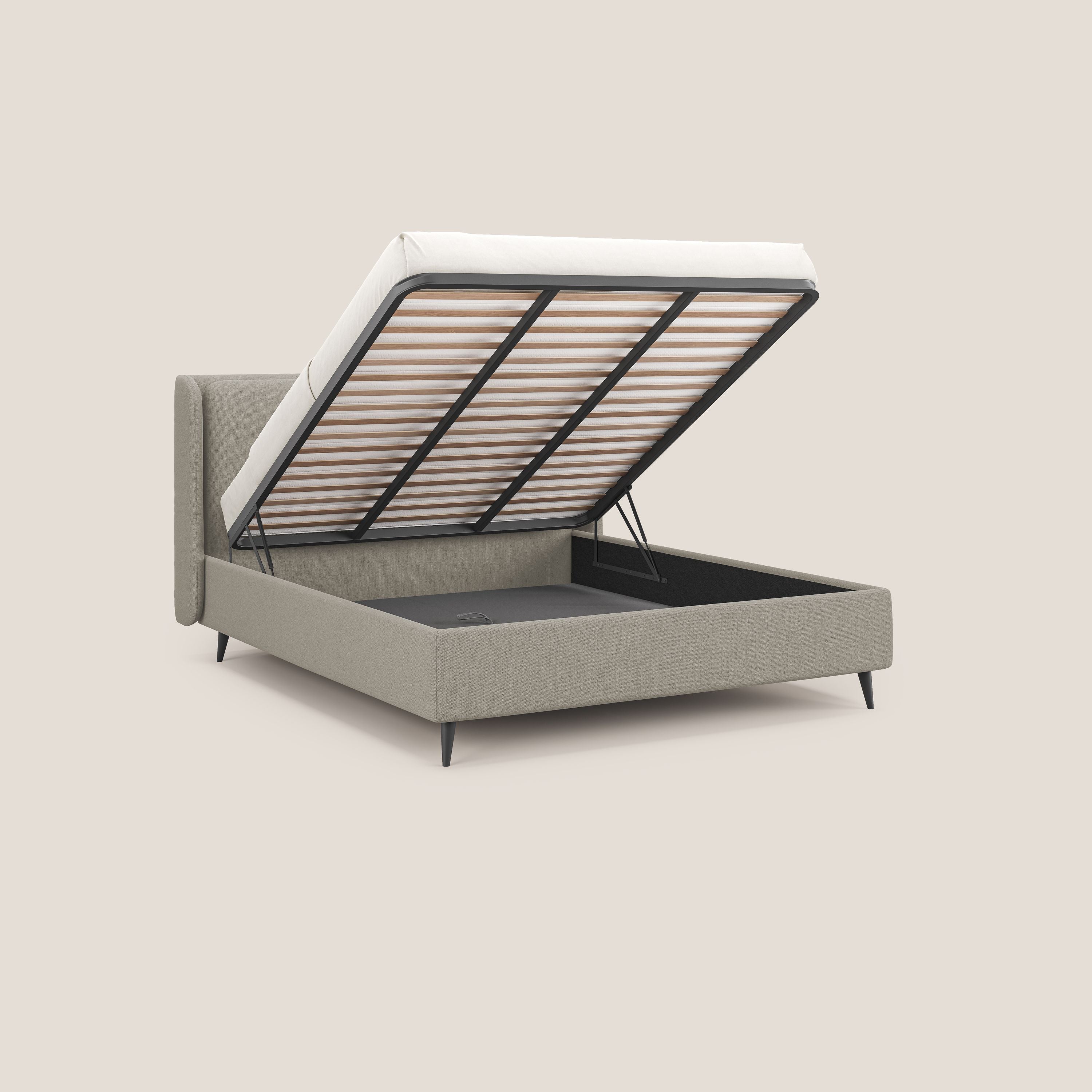 Nadine letto contenitore di design e comfort Italiano in tessuto impermeabile T19 panna - divitt.sbs
