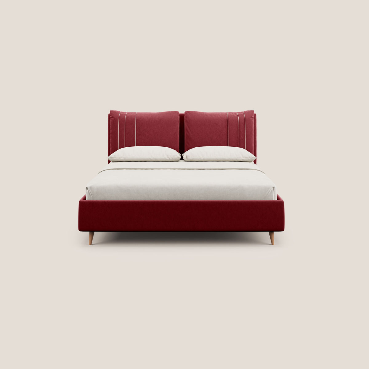 Nathan letto contenitore con cuscini regolabili con tasche in microfibra velluto impermeabile T09 rosso - divitt.sbs