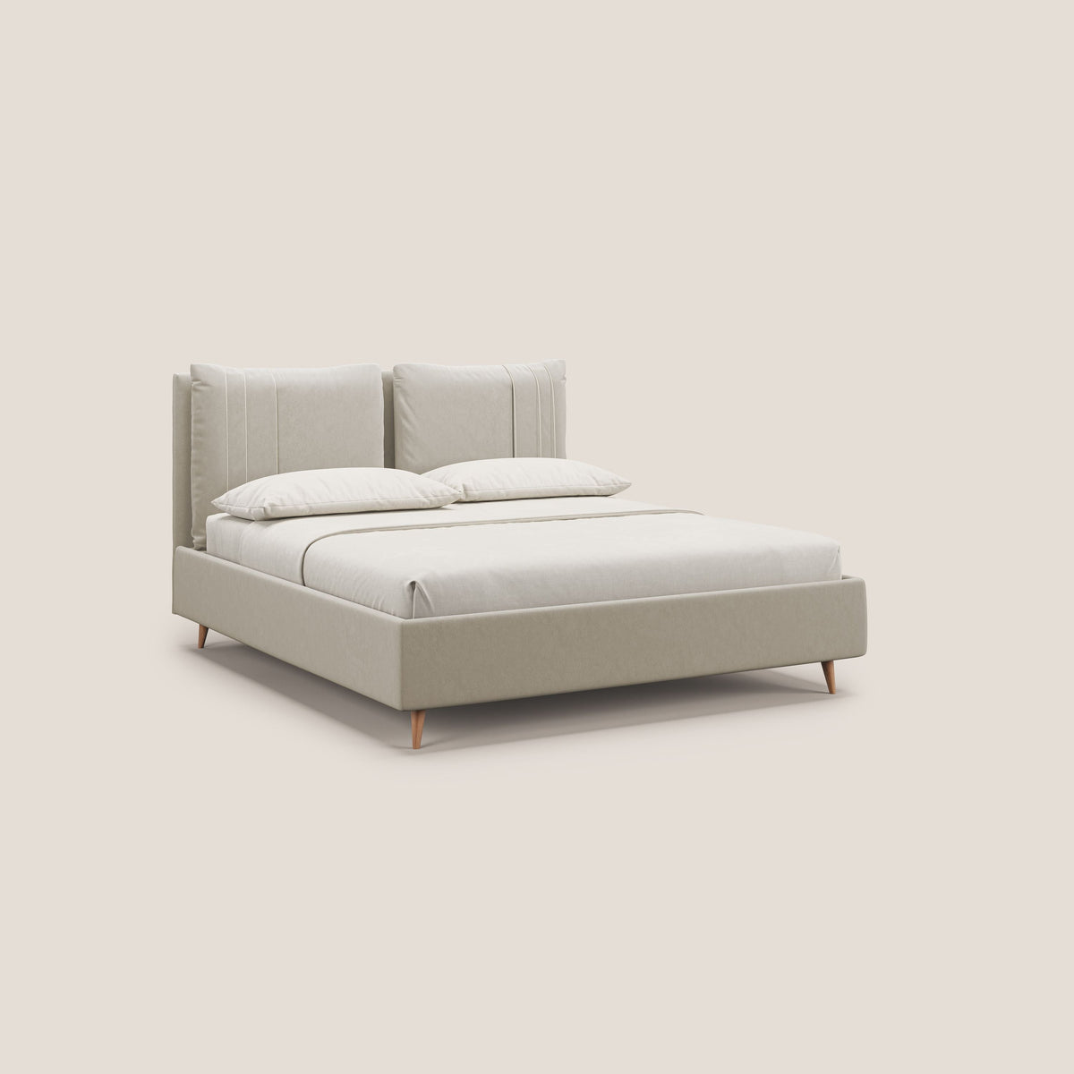 Nathan letto contenitore con cuscini regolabili con tasche in microfibra velluto impermeabile T09 beige - divitt.sbs