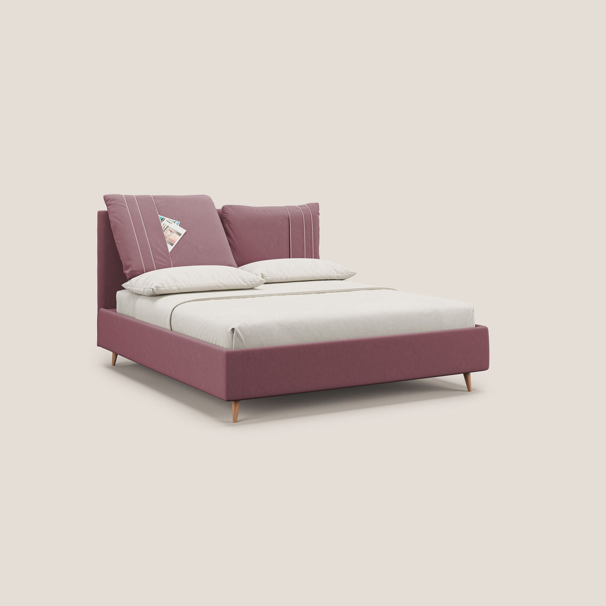 Nathan letto contenitore con cuscini regolabili con tasche in microfibra velluto impermeabile T09 salmone - divitt.sbs