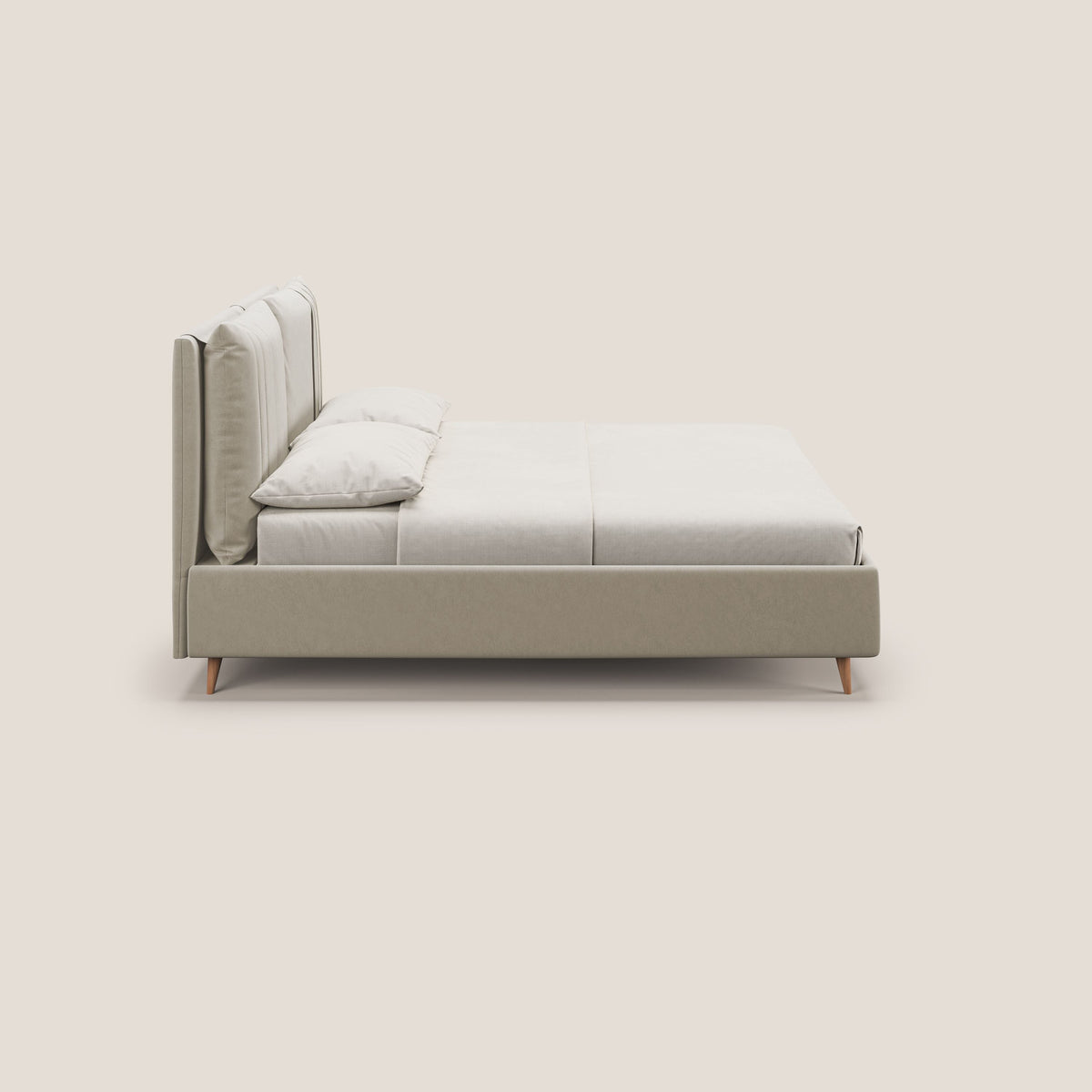Nathan letto contenitore con cuscini regolabili con tasche in microfibra velluto impermeabile T09 beige - divitt.sbs