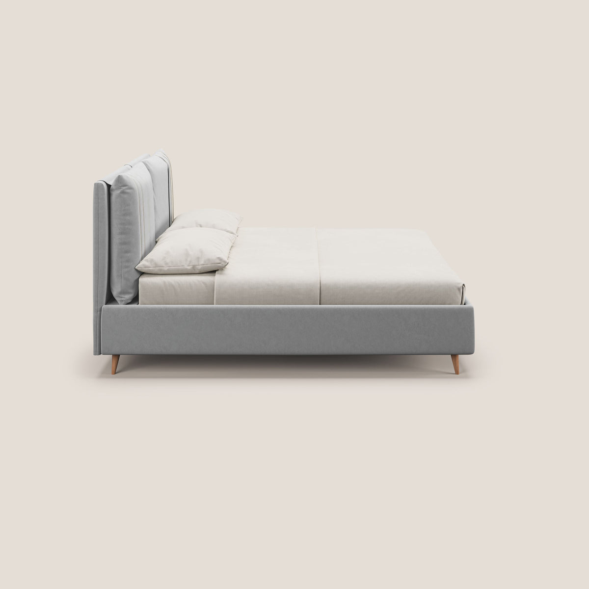 Nathan letto contenitore con cuscini regolabili con tasche in microfibra velluto impermeabile T09 grigio chiaro - divitt.sbs