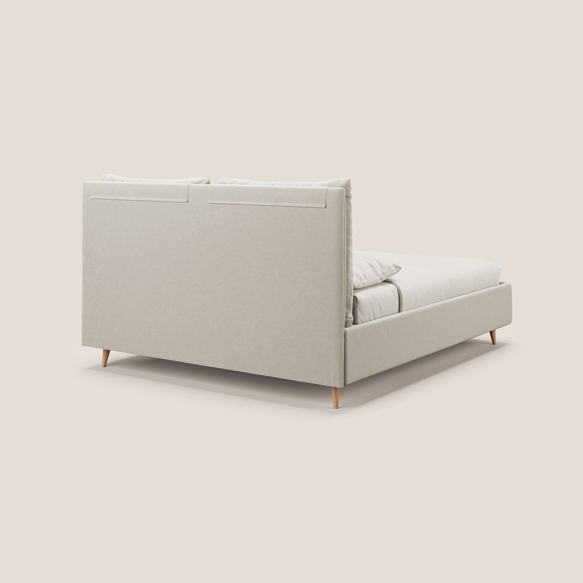 Nathan letto contenitore con cuscini regolabili con tasche in microfibra velluto impermeabile T09 beige - divitt.sbs