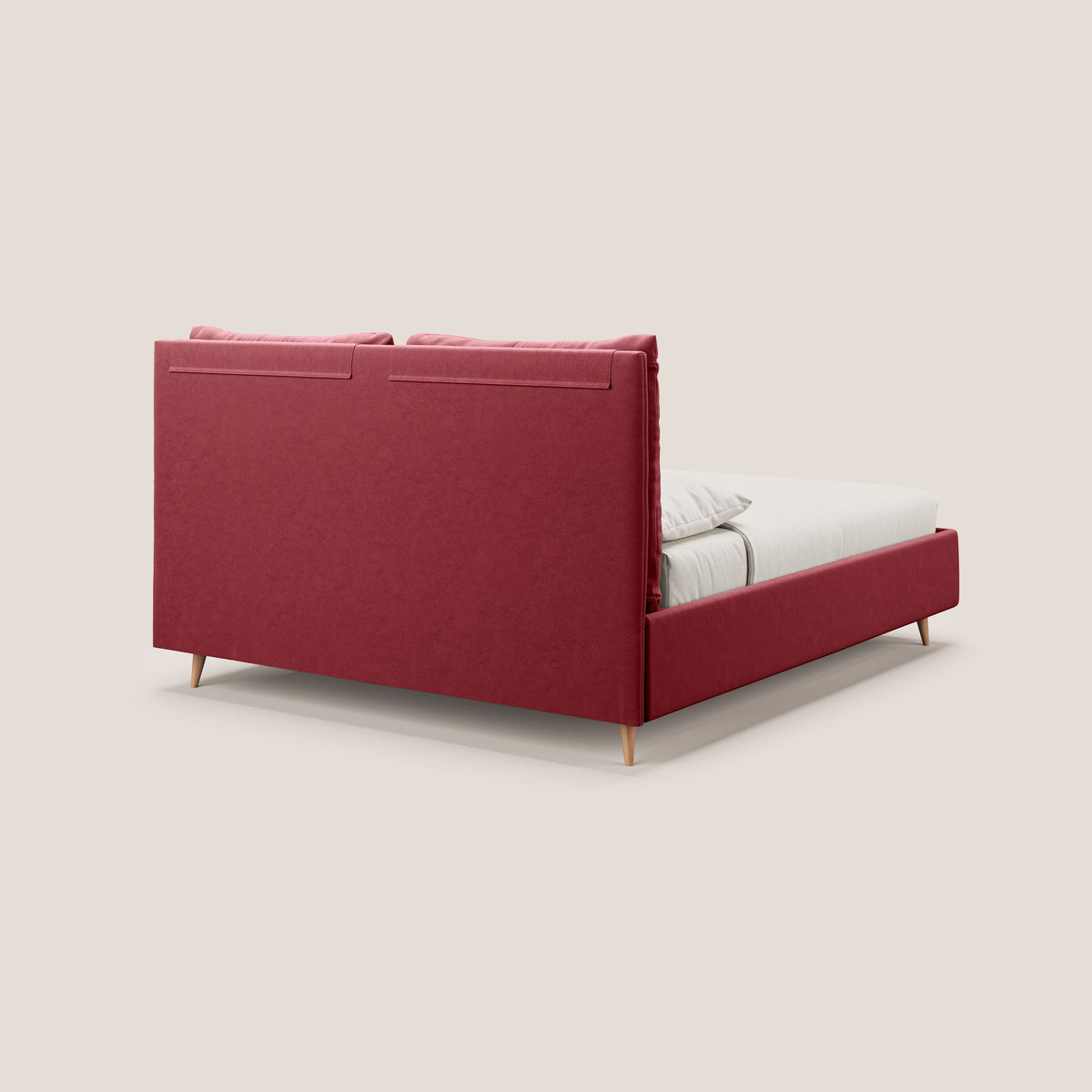 Nathan letto contenitore con cuscini regolabili con tasche in microfibra velluto impermeabile T09 rosso - divitt.sbs