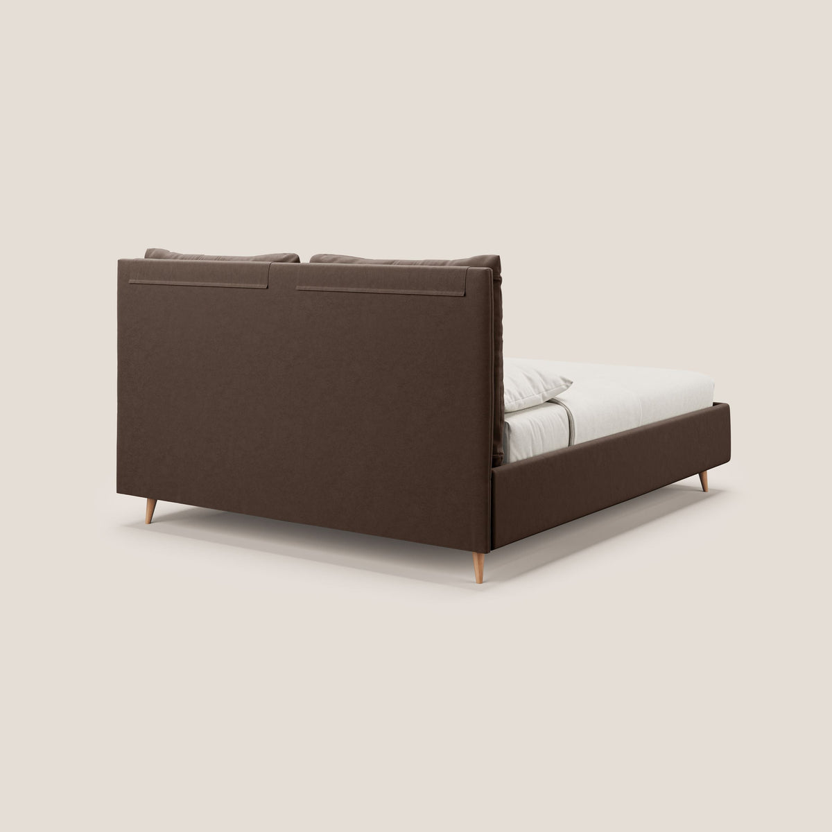 Nathan letto contenitore con cuscini regolabili con tasche in microfibra velluto impermeabile T09 marrone - divitt.sbs