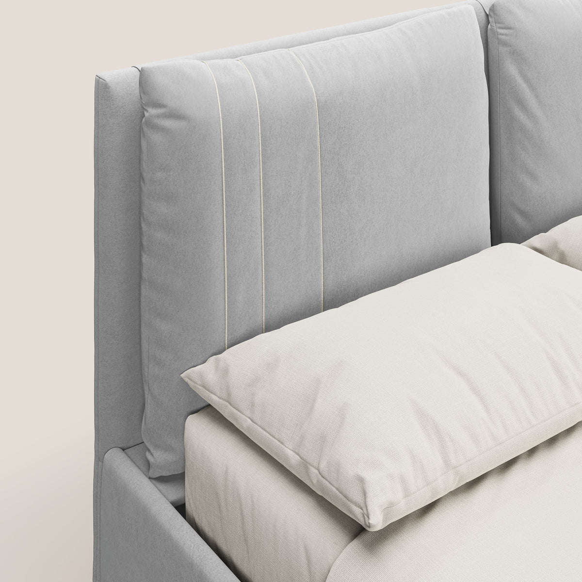 Nathan letto contenitore con cuscini regolabili con tasche in microfibra velluto impermeabile T09 grigio chiaro - divitt.sbs