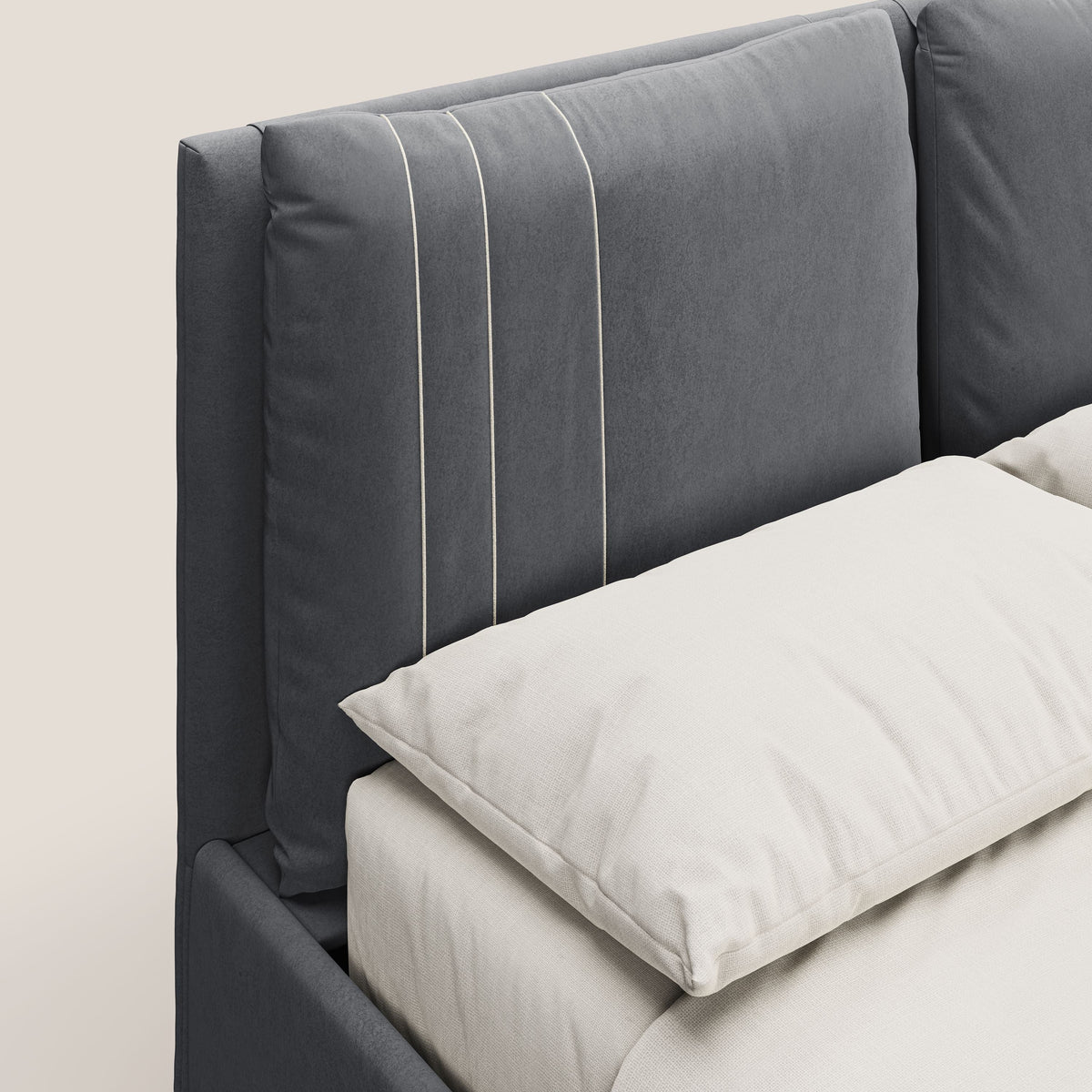 Nathan letto contenitore con cuscini regolabili con tasche in microfibra velluto impermeabile T09 grigio - divitt.sbs
