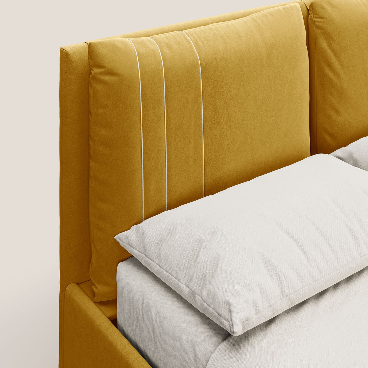 Nathan letto contenitore con cuscini regolabili con tasche in microfibra velluto impermeabile T09 giallo - divitt.sbs
