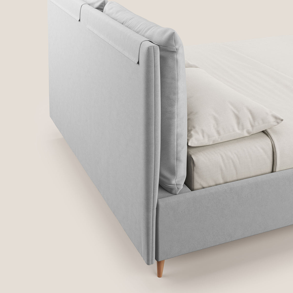 Nathan letto contenitore con cuscini regolabili con tasche in microfibra velluto impermeabile T09 grigio chiaro - divitt.sbs