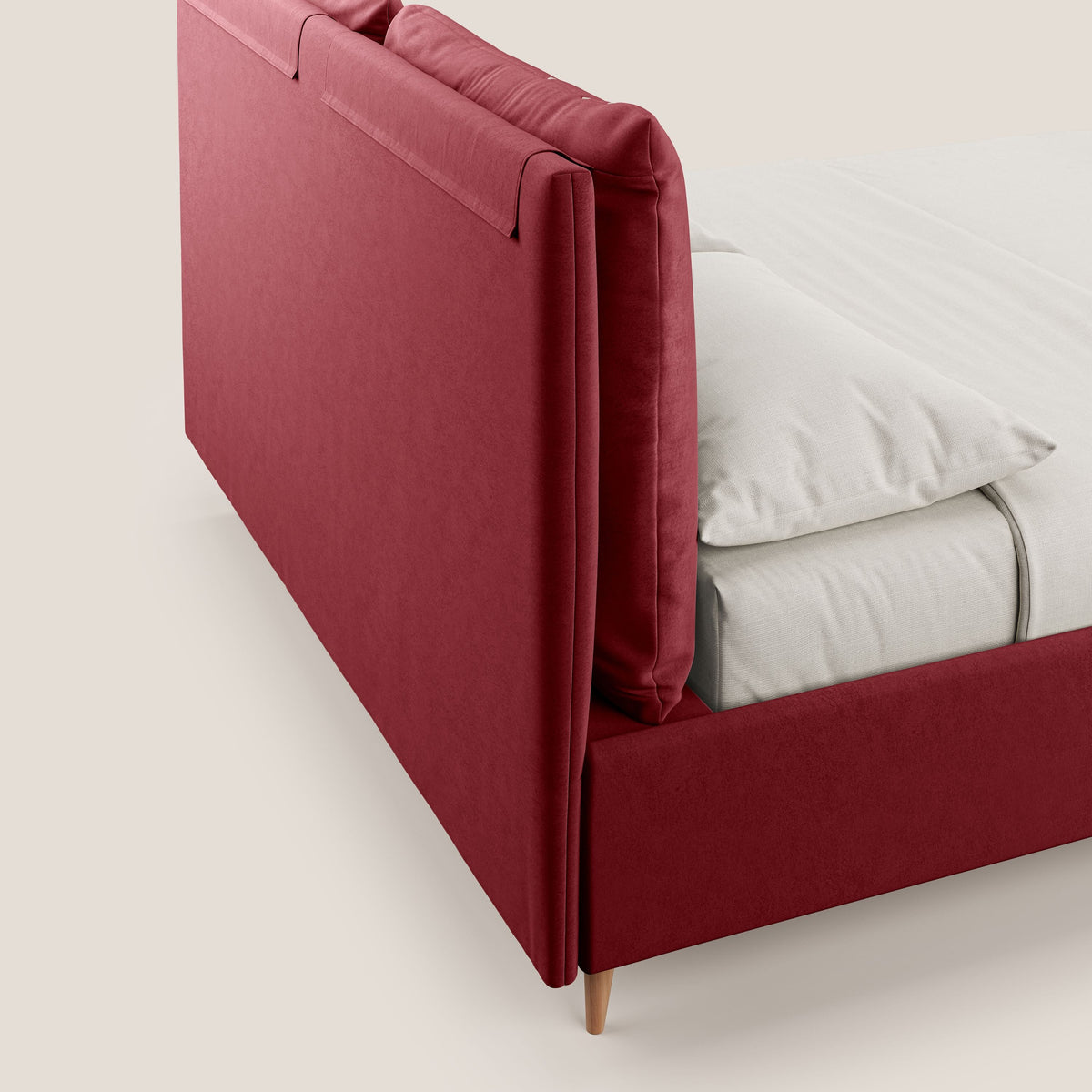 Nathan letto contenitore con cuscini regolabili con tasche in microfibra velluto impermeabile T09 rosso - divitt.sbs