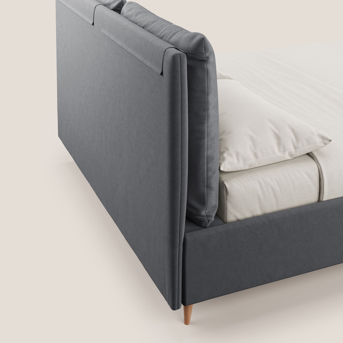 Nathan letto contenitore con cuscini regolabili con tasche in microfibra velluto impermeabile T09 grigio - divitt.sbs