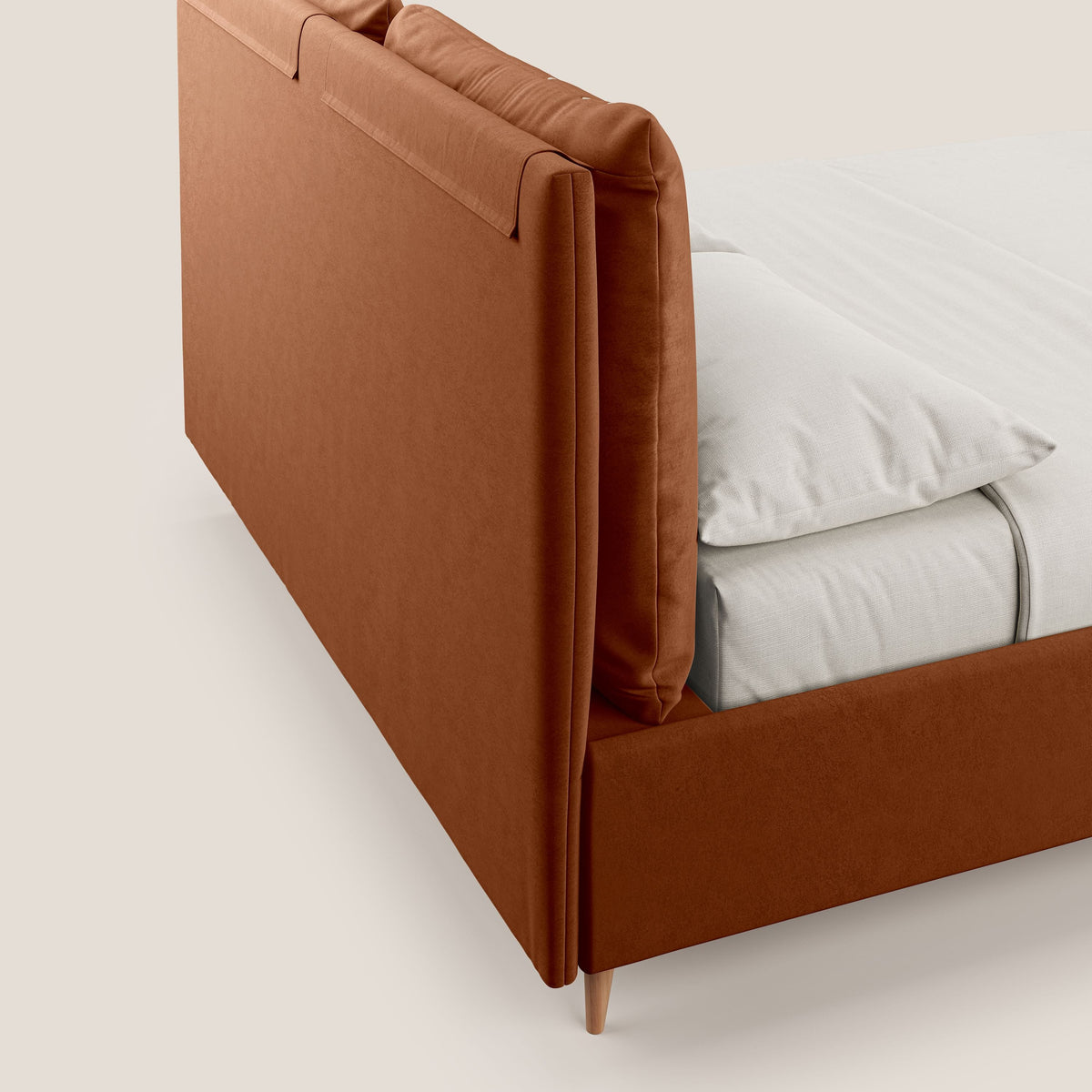 Nathan letto contenitore con cuscini regolabili con tasche in microfibra velluto impermeabile T09 ruggine - divitt.sbs
