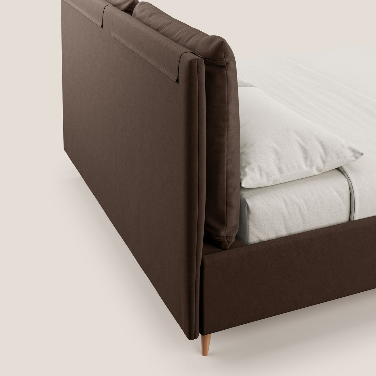 Nathan letto contenitore con cuscini regolabili con tasche in microfibra velluto impermeabile T09 marrone - divitt.sbs
