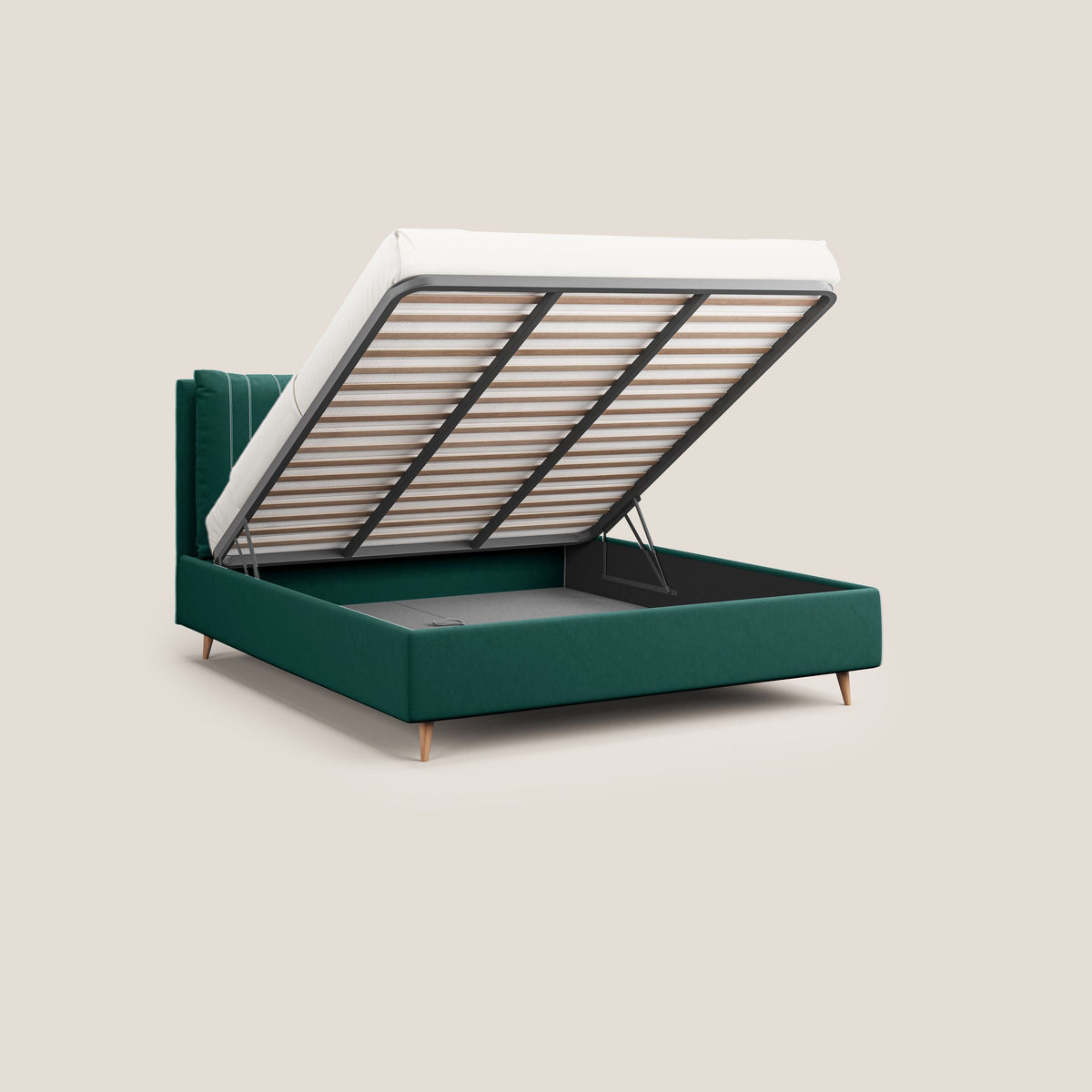 Nathan letto contenitore con cuscini regolabili con tasche in microfibra velluto impermeabile T09 verde - divitt.sbs