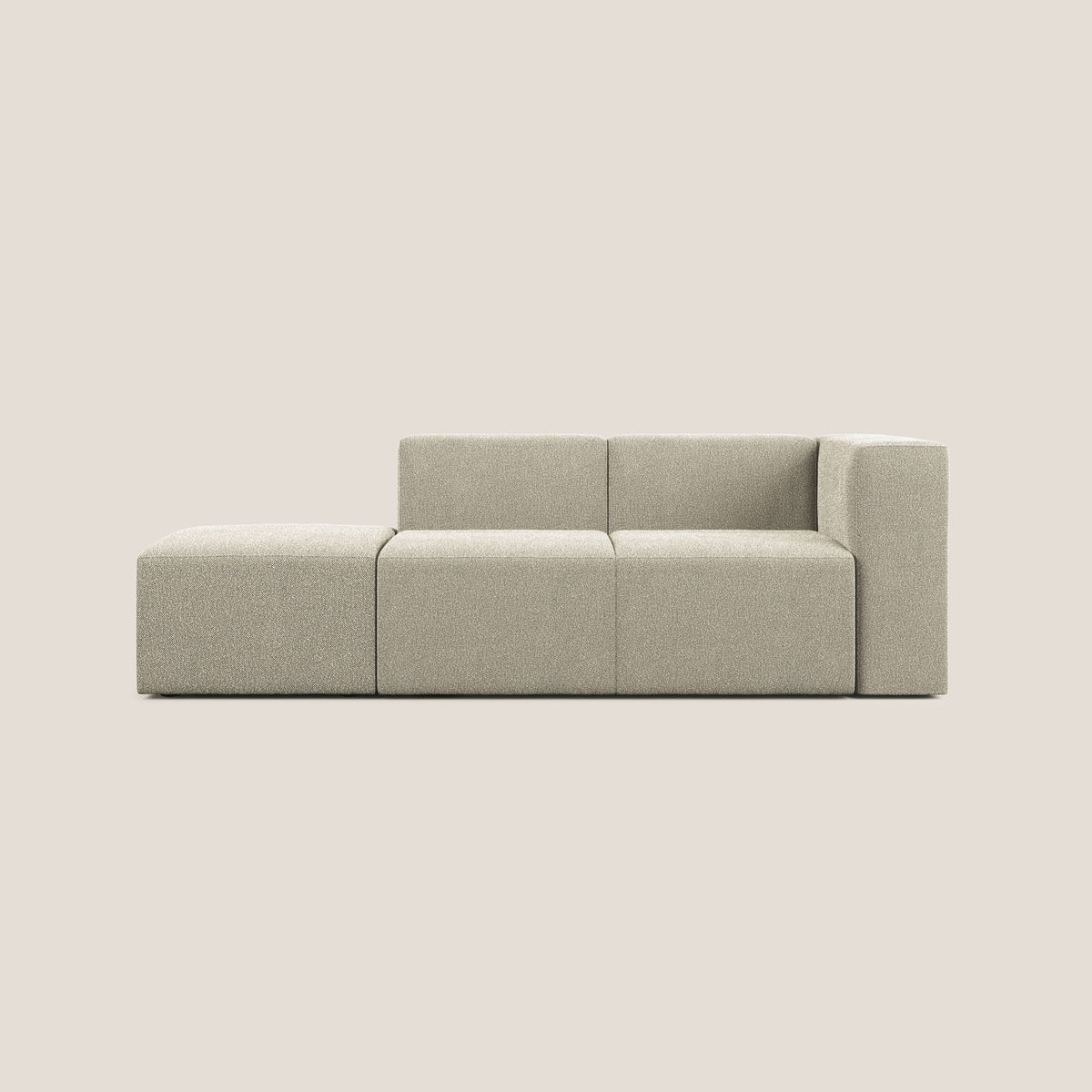 Nettuno divano lineare modulare e componibile in morbido tessuto bouclè T07 beige - divitt.sbs