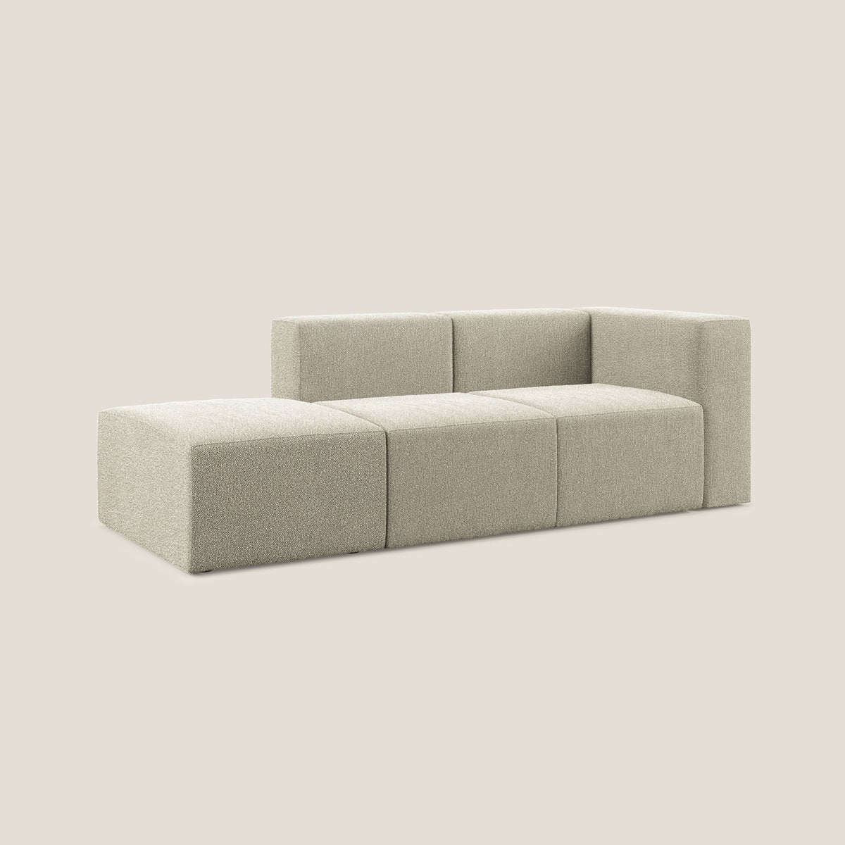 Nettuno divano lineare modulare e componibile in morbido tessuto bouclè T07 beige - divitt.sbs