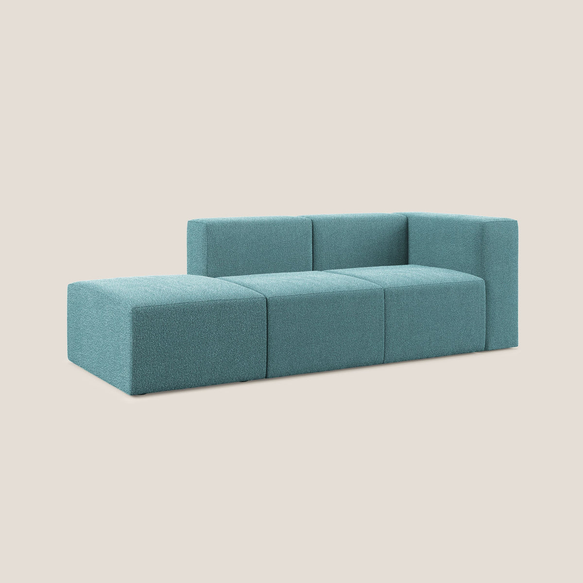 Nettuno divano lineare modulare e componibile in morbido tessuto bouclè T07 azzurro - divitt.sbs