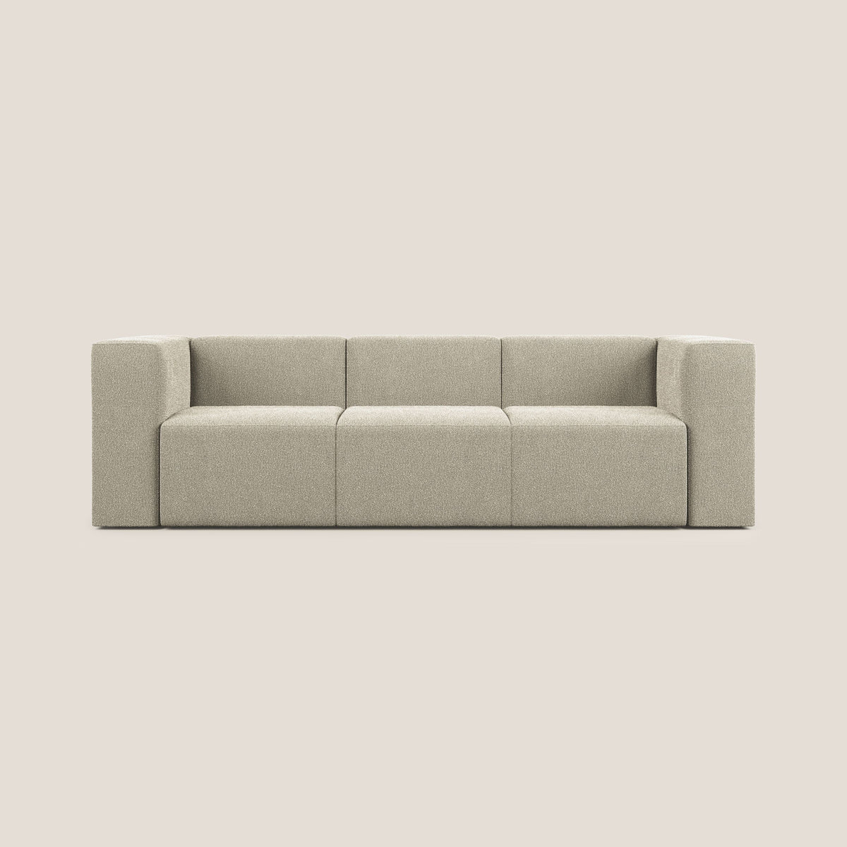 Nettuno divano lineare modulare a 3 sedute componibile in morbido tessuto bouclè T07 beige - divitt.sbs