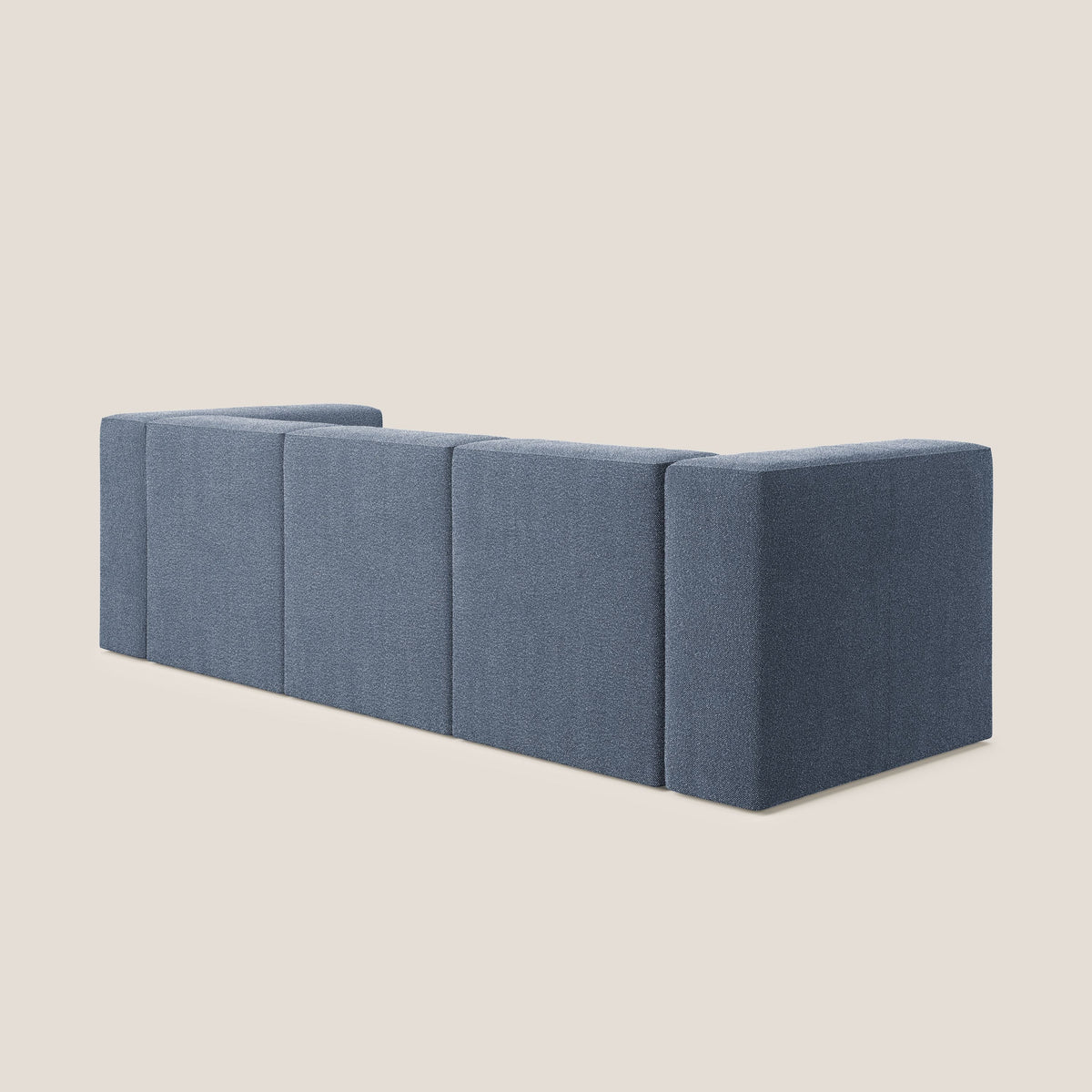 Nettuno divano lineare modulare a 3 sedute componibile in morbido tessuto bouclè T07 blu - divitt.sbs