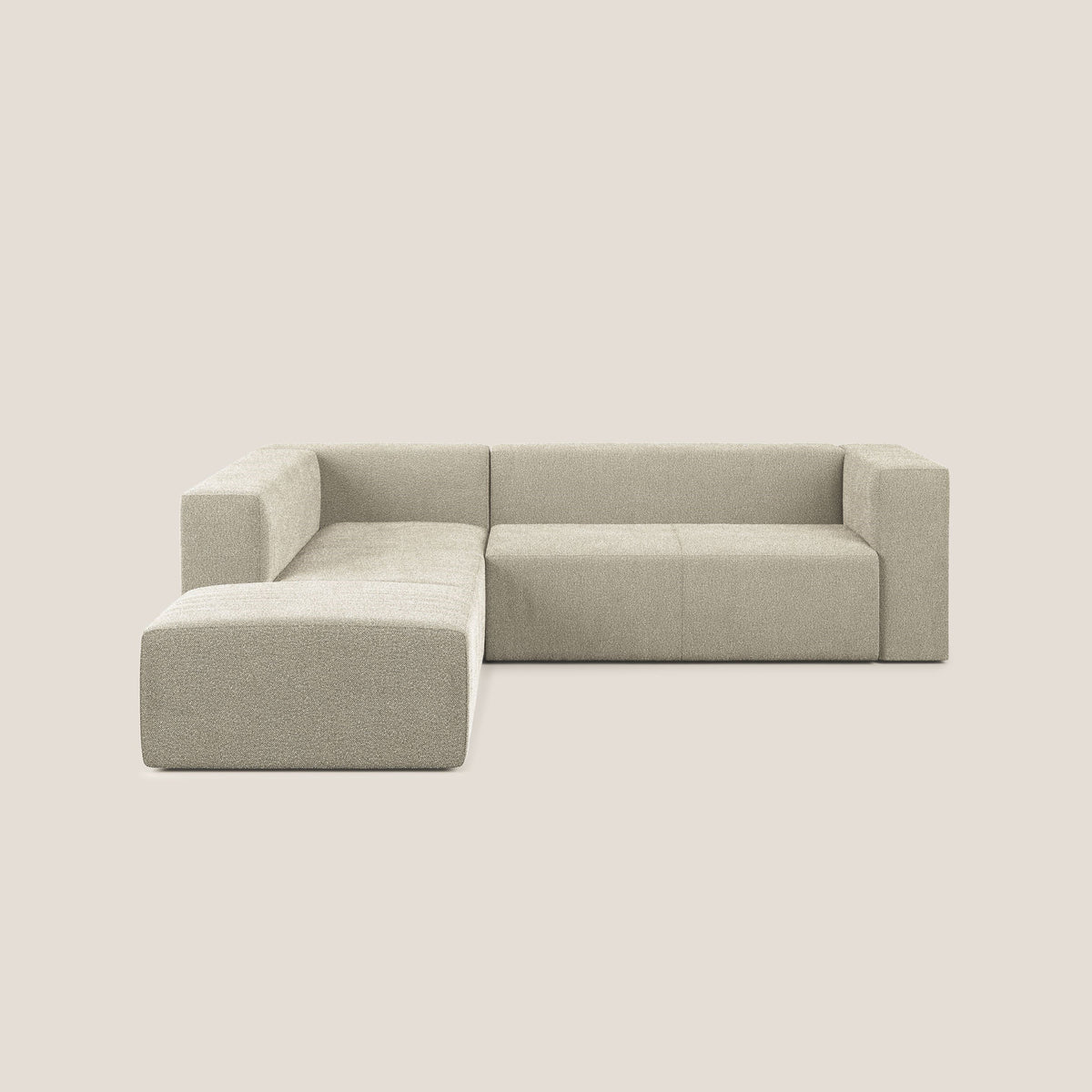 Nettuno divano angolare modulare componibile in morbido tessuto bouclè T07 beige - divitt.sbs
