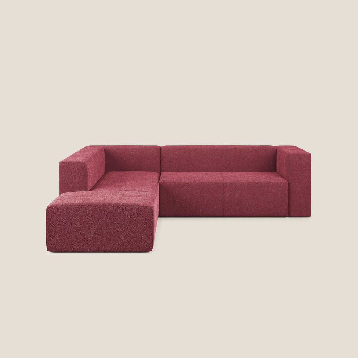 Nettuno divano angolare modulare componibile in morbido tessuto bouclè T07 rosso - divitt.sbs
